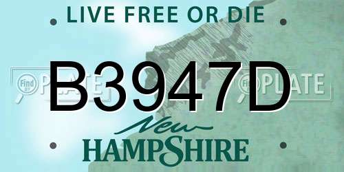B3947D New Hampshire License Plate