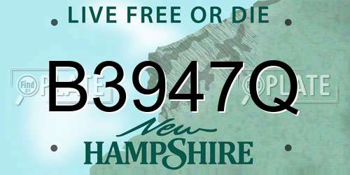 B3947Q New Hampshire License Plate
