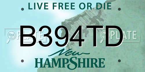 B394TD New Hampshire License Plate