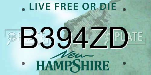 B394ZD New Hampshire License Plate