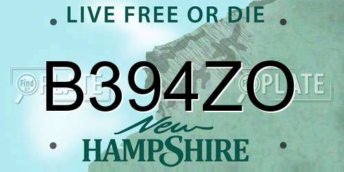 B394ZO New Hampshire License Plate