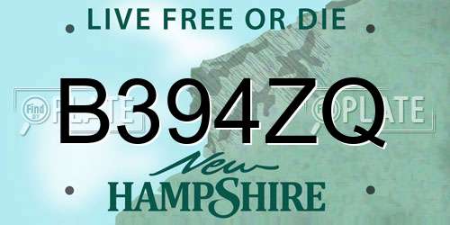 B394ZQ New Hampshire License Plate