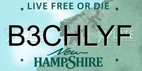 B3CHLYF New Hampshire License Plate