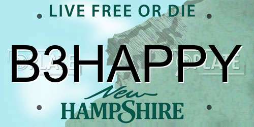 B3HAPPY New Hampshire License Plate