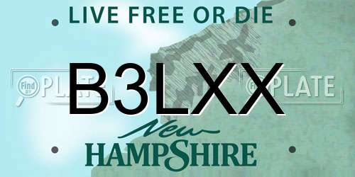 B3LXX New Hampshire License Plate