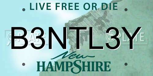 B3NTL3Y New Hampshire License Plate
