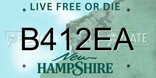 B412EA New Hampshire License Plate