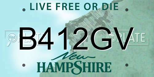 B412GV New Hampshire License Plate