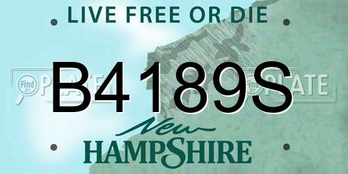 B4189S New Hampshire License Plate