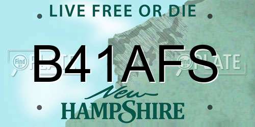 B41AFS New Hampshire License Plate
