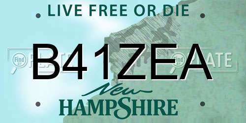 B41ZEA New Hampshire License Plate