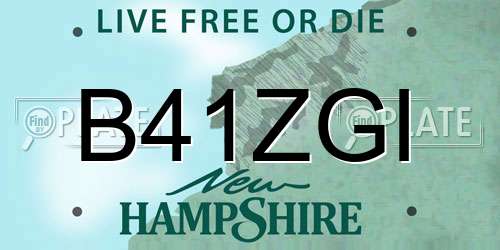 B41ZGI New Hampshire License Plate
