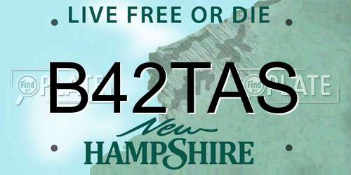 B42TAS New Hampshire License Plate