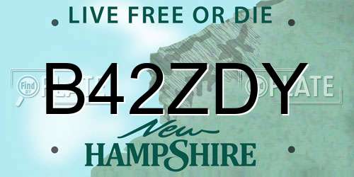 B42ZDY New Hampshire License Plate