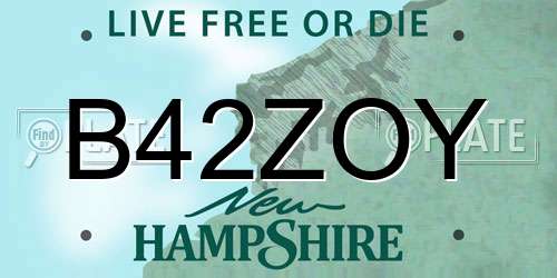 B42ZOY New Hampshire License Plate