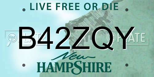B42ZQY New Hampshire License Plate