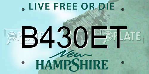 B430ET New Hampshire License Plate