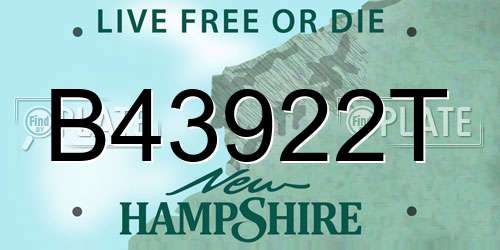 B43922T New Hampshire License Plate