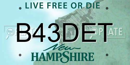B43DET New Hampshire License Plate