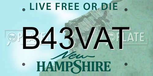 B43VAT New Hampshire License Plate