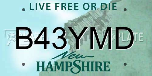 B43YMD New Hampshire License Plate