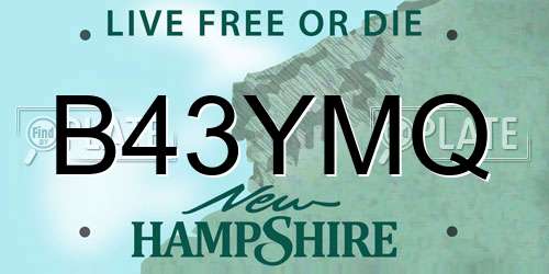 B43YMQ New Hampshire License Plate