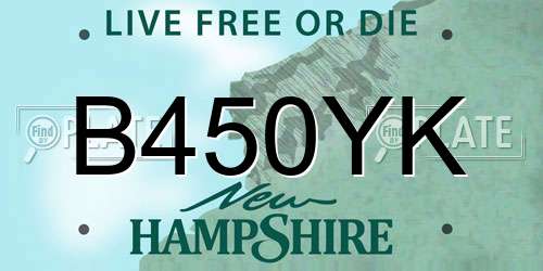 B450YK New Hampshire License Plate