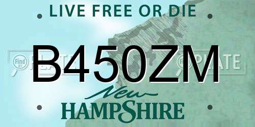 B450ZM New Hampshire License Plate