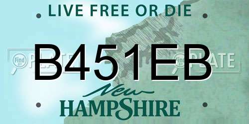 B451EB New Hampshire License Plate