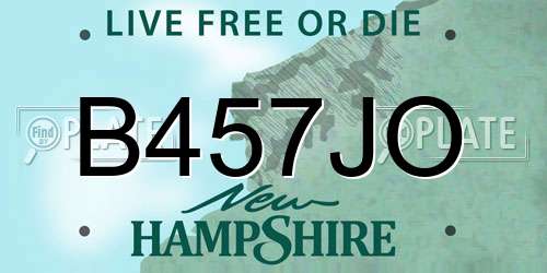 B457JO New Hampshire License Plate