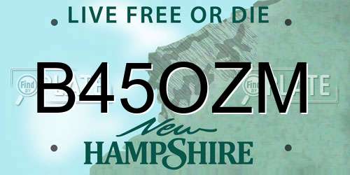 B45OZM New Hampshire License Plate
