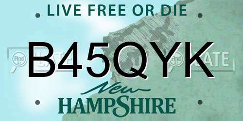 B45QYK New Hampshire License Plate