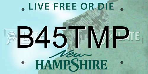 B45TMP New Hampshire License Plate
