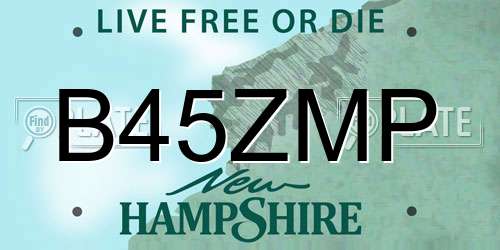B45ZMP New Hampshire License Plate
