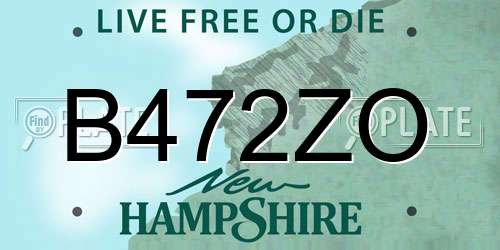 B472ZO New Hampshire License Plate