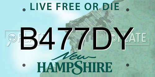 B477DY New Hampshire License Plate