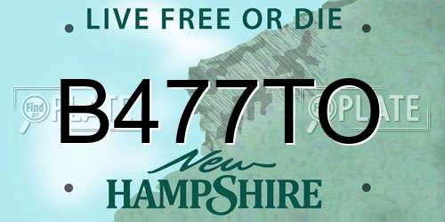 B477TO New Hampshire License Plate