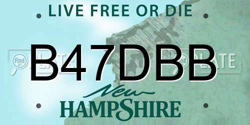 B47DBB New Hampshire License Plate