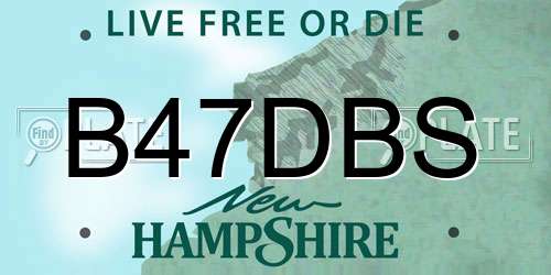 B47DBS New Hampshire License Plate