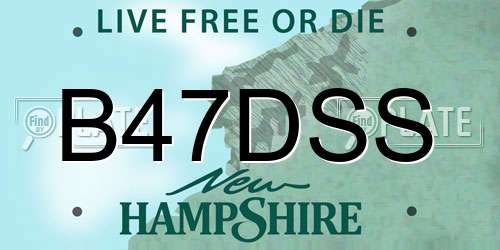 B47DSS New Hampshire License Plate