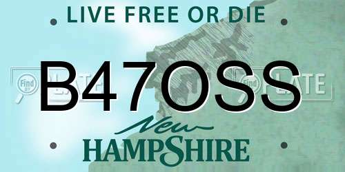 B47OSS New Hampshire License Plate
