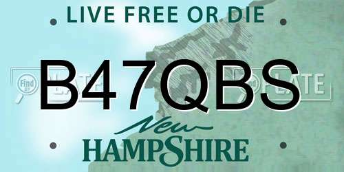 B47QBS New Hampshire License Plate