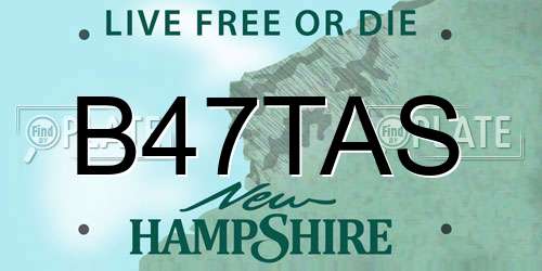 B47TAS New Hampshire License Plate