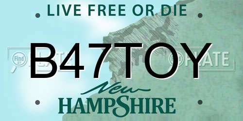 B47TOY New Hampshire License Plate