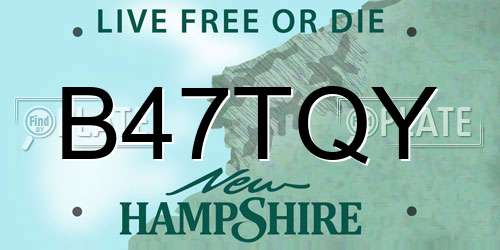 B47TQY New Hampshire License Plate