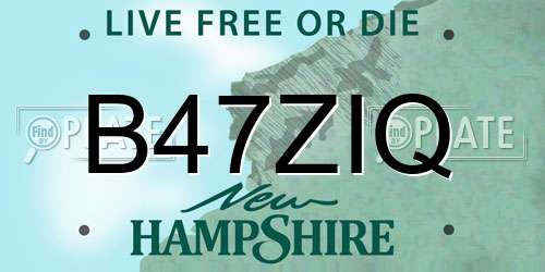 B47ZIQ New Hampshire License Plate