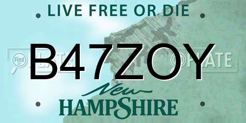 B47ZOY New Hampshire License Plate