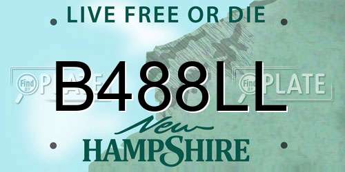 B488LL New Hampshire License Plate