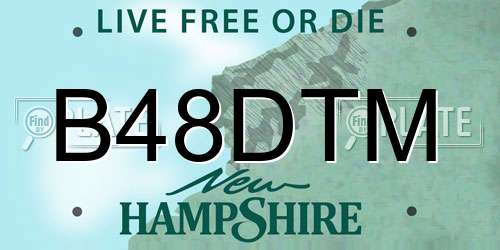 B48DTM New Hampshire License Plate
