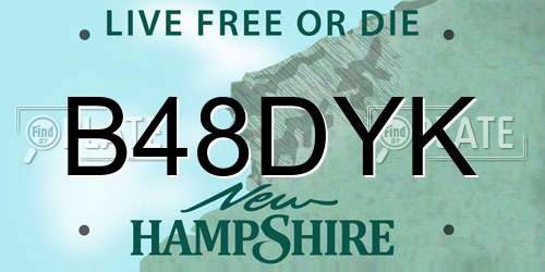 B48DYK New Hampshire License Plate